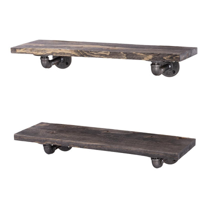 RESTORE Boulder Black 24 in. Shelves with L-Shaped Brackets by PIPE DECOR