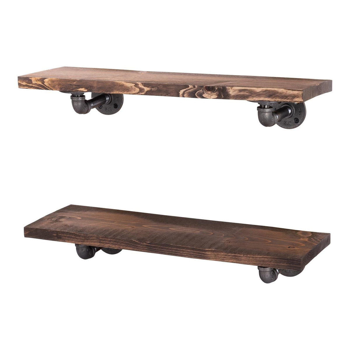 RESTORE Trail Brown 24 in. Shelves with L-Shaped Brackets by PIPE DECOR