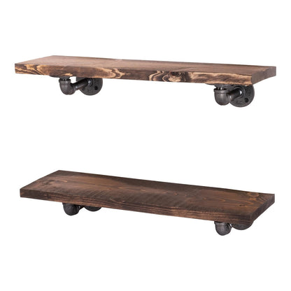 RESTORE Trail Brown 24 in. Shelves with L-Shaped Brackets by PIPE DECOR