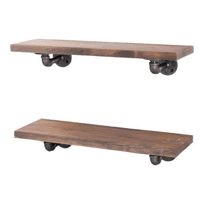RESTORE Sunset Brown 24 in. Shelves with L-Shaped Brackets by PIPE DECOR