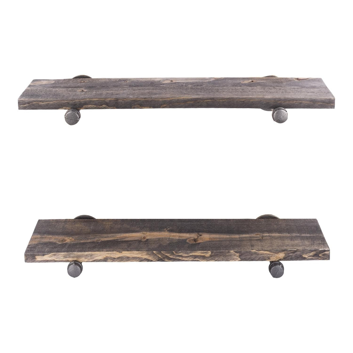 RESTORE Boulder Black 24 in. Shelves with Straight Brackets by PIPE DECOR