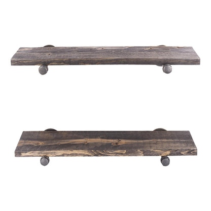 RESTORE Boulder Black 24 in. Shelves with Straight Brackets by PIPE DECOR