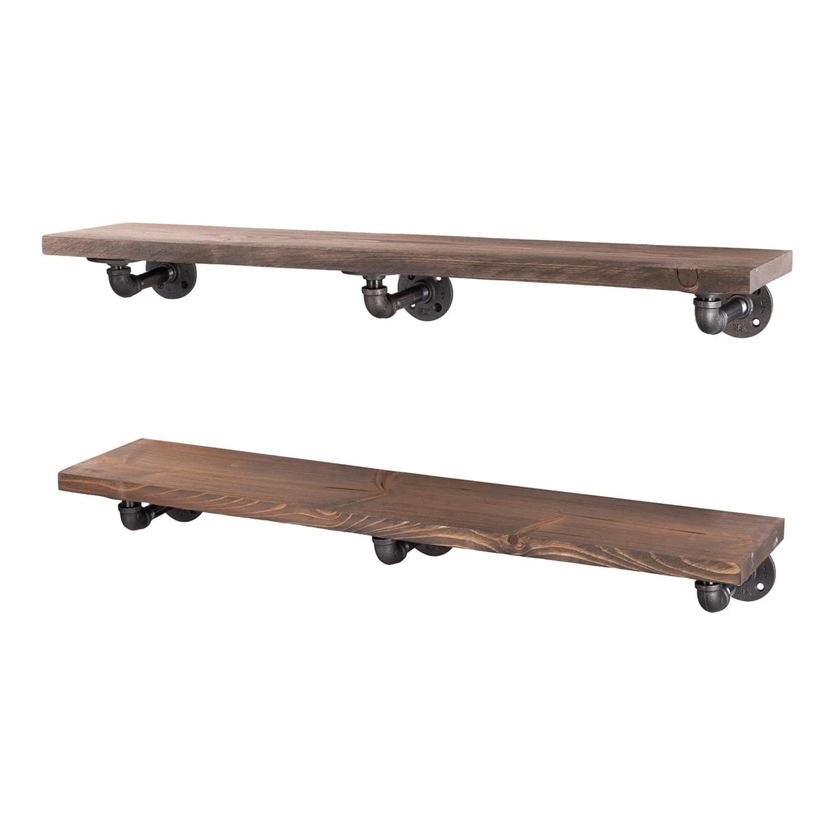 RESTORE Sunset Brown 36 in. Shelves with L-Shaped Brackets by PIPE DECOR