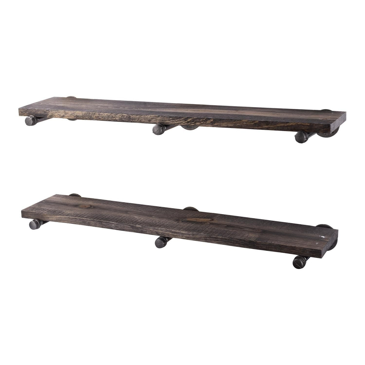 RESTORE Boulder Black 36 in. Shelves with Straight Brackets by PIPE DECOR