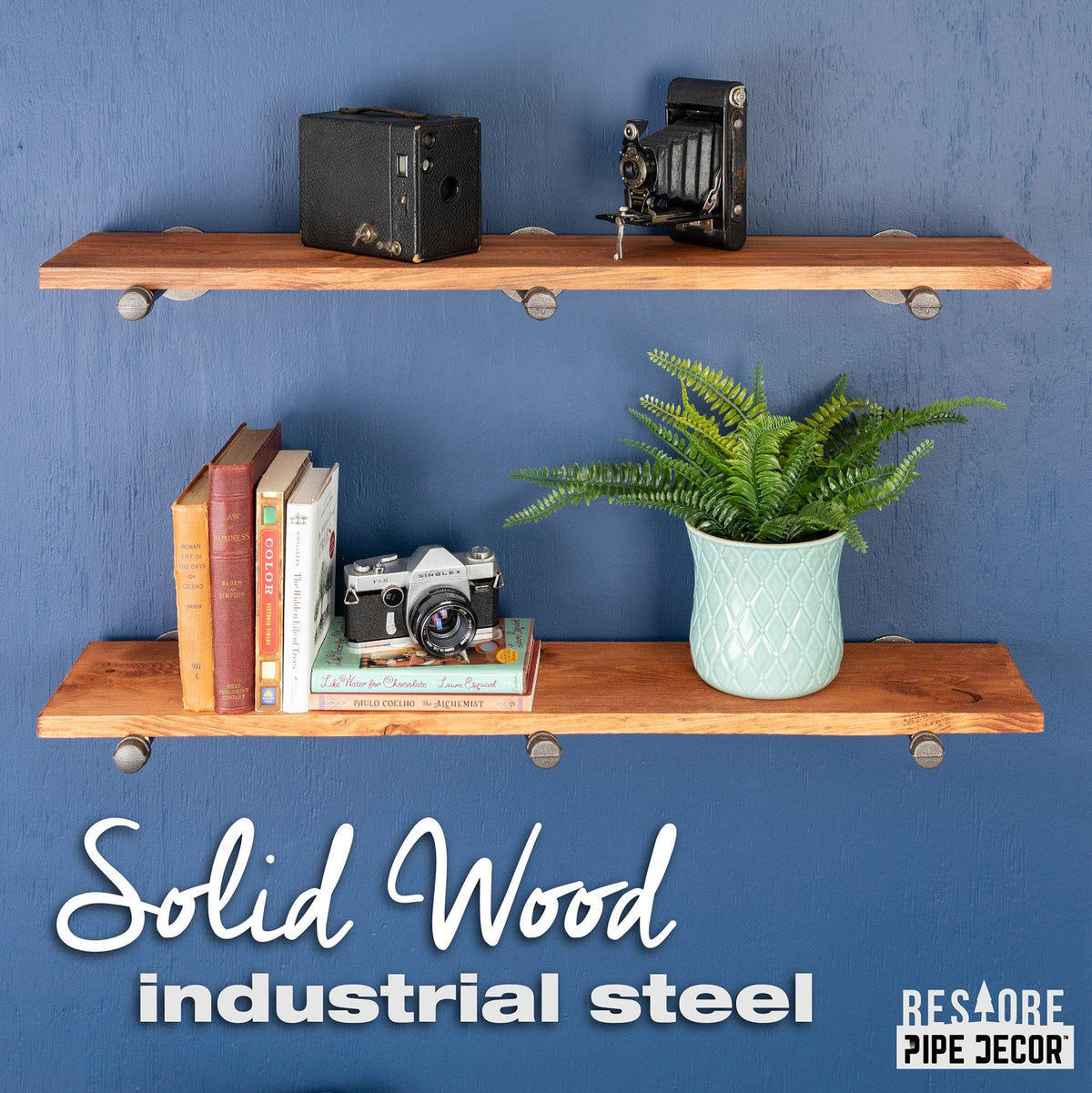 RESTORE Sunset Cedar 36 in. Shelves with Straight Brackets by PIPE DECOR