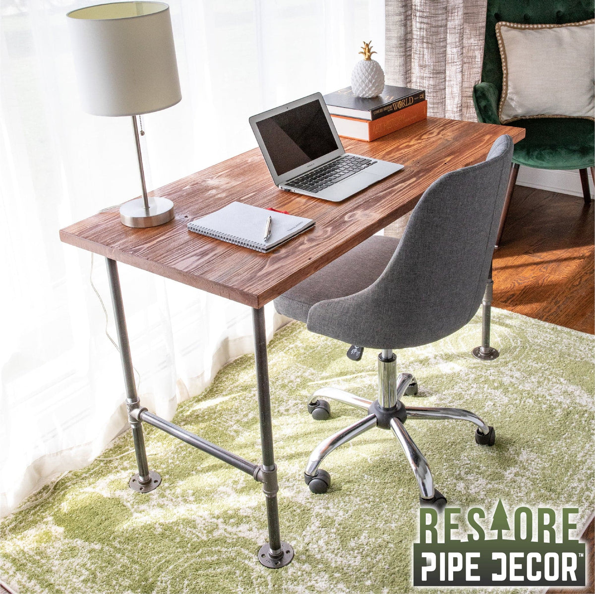 RESTORE Sunset Cedar Solid Wood Office Desk by PIPE DECOR