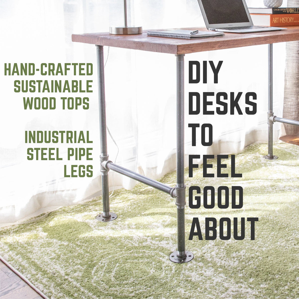 RESTORE Sunset Cedar Solid Wood Office Desk by PIPE DECOR