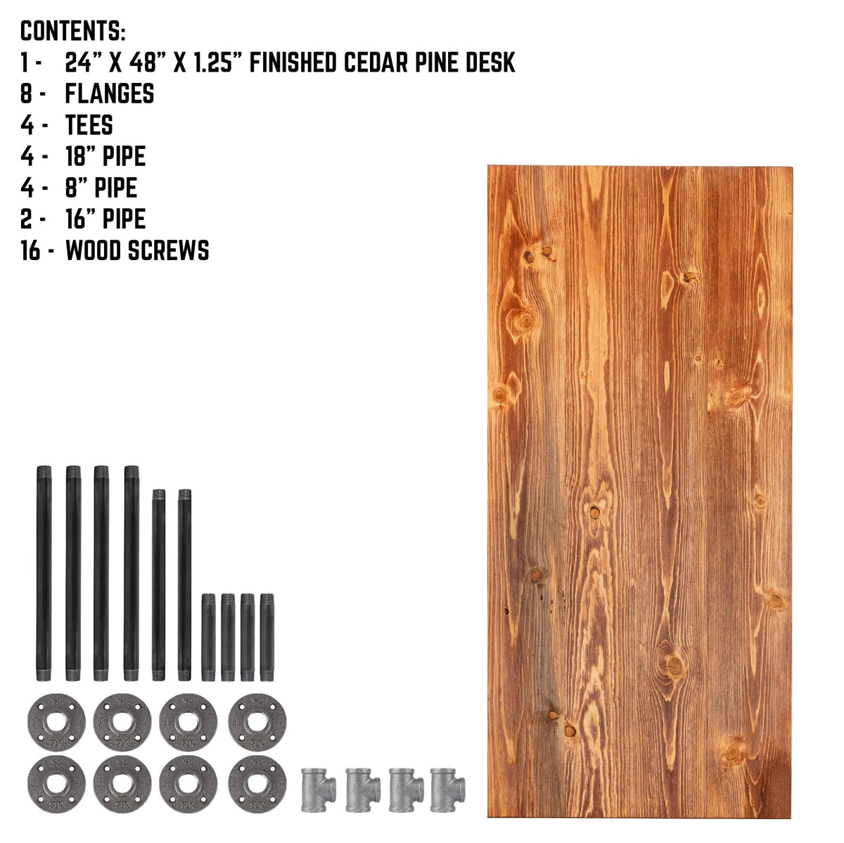 RESTORE Sunset Cedar Solid Wood Office Desk by PIPE DECOR