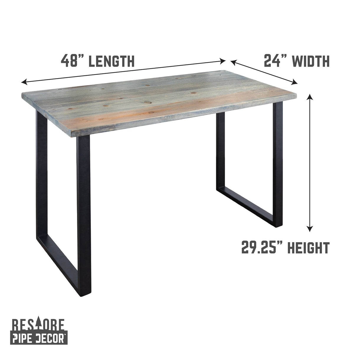 Skyline Riverstone Grey Solid Wood Desk with 28 in. Landscape Legs by PIPE DECOR