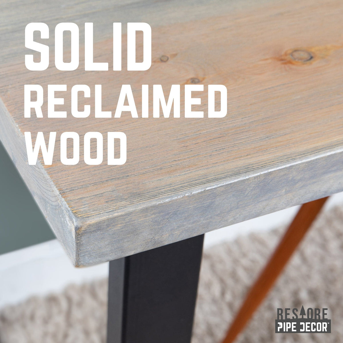 Skyline Riverstone Grey Solid Wood Desk with 28 in. Landscape Legs by PIPE DECOR