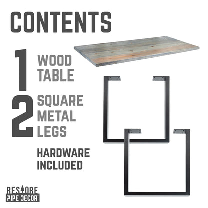 Skyline Riverstone Grey Solid Wood Desk with 28 in. Landscape Legs by PIPE DECOR