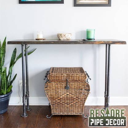 RESTORE Trail Brown Solid Live Edge Wood Console Table by PIPE DECOR