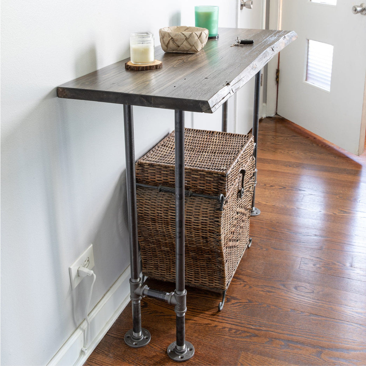 RESTORE Trail Brown Solid Live Edge Wood Console Table by PIPE DECOR