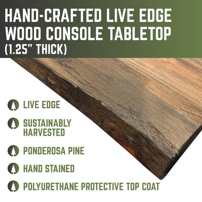 RESTORE Trail Brown Solid Live Edge Wood Console Table by PIPE DECOR