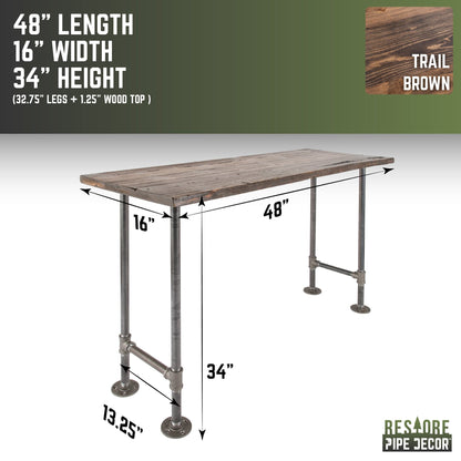 RESTORE Trail Brown Solid Live Edge Wood Console Table by PIPE DECOR