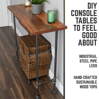 RESTORE Sunset Cedar Solid Live Edge Wood Console Table by PIPE DECOR