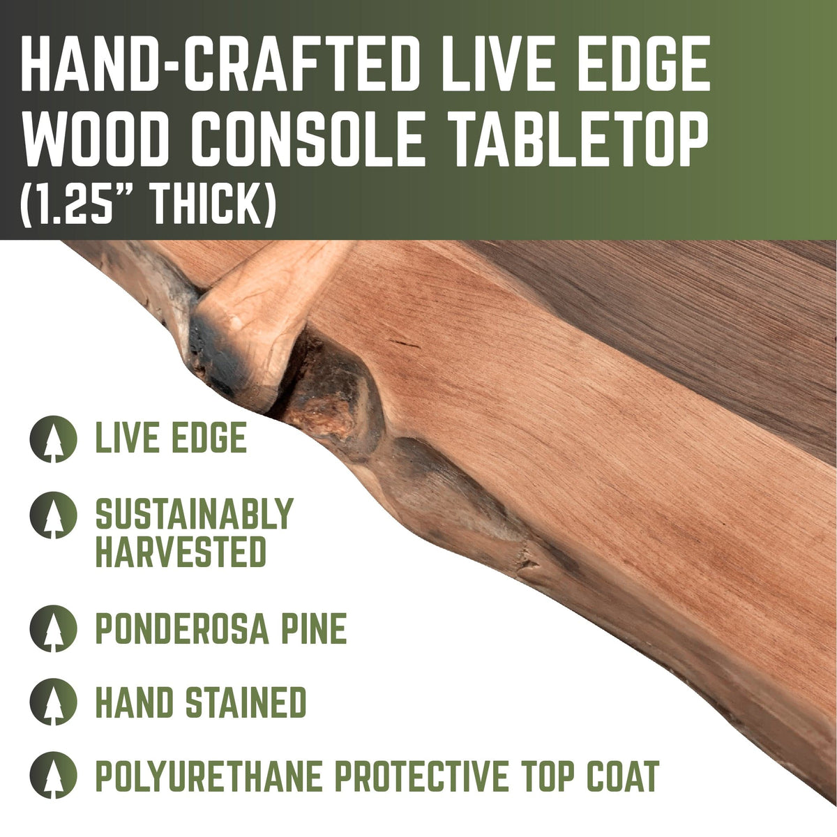 RESTORE Sunset Cedar Solid Live Edge Wood Console Table by PIPE DECOR