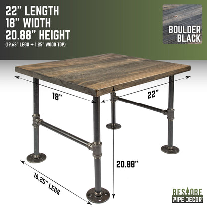 RESTORE Boulder Black Solid Wood End Table by PIPE DECOR