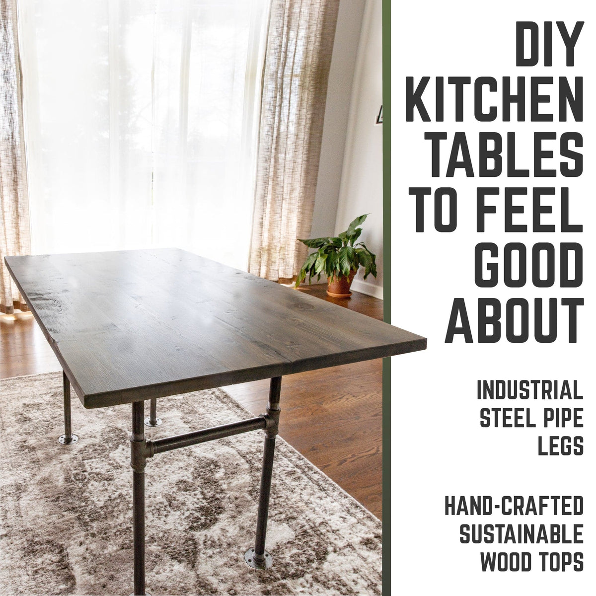 RESTORE Riverstone Grey Solid Wood Dining Table by PIPE DECOR