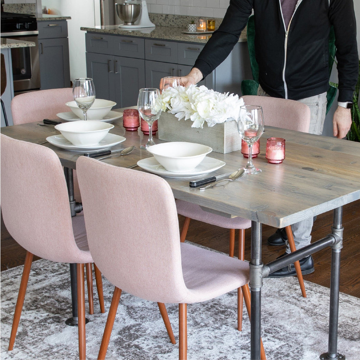 RESTORE Riverstone Grey Solid Wood Dining Table by PIPE DECOR