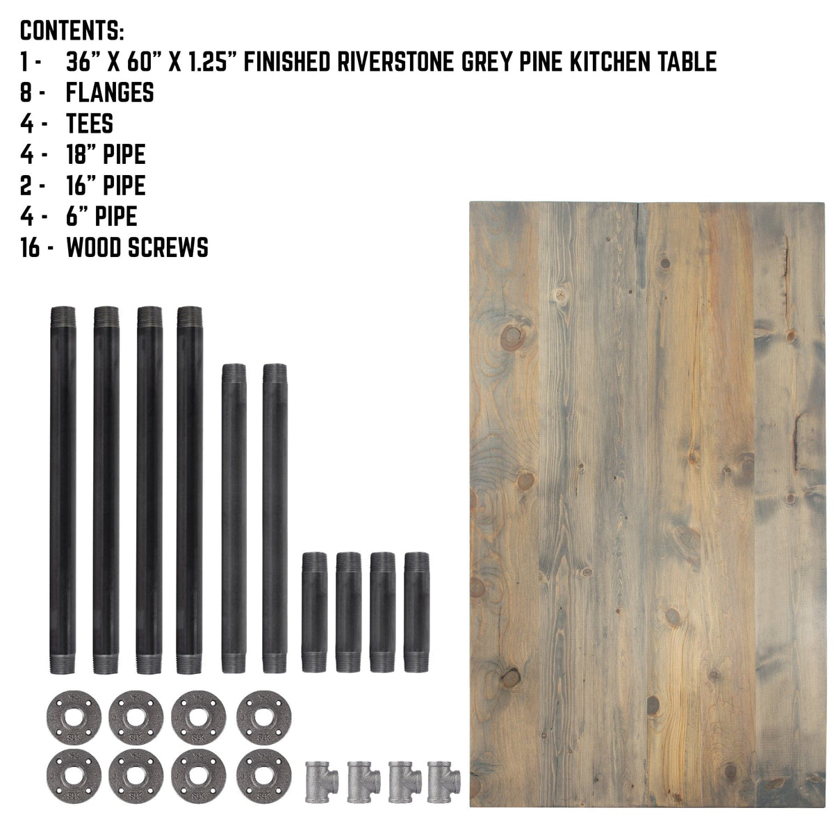 RESTORE Riverstone Grey Solid Wood Dining Table by PIPE DECOR