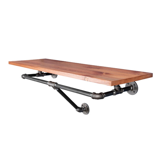 PIPE DECOR 24 in. wall mounted clothing rack with Sunset Cedar wood shelf