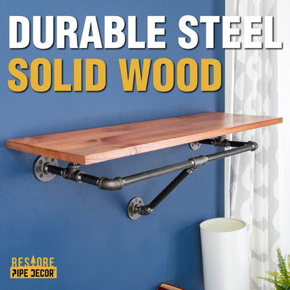 PIPE DECOR 36 in. wall mounted clothing rack with Sunset Cedar wood shelf, view 4