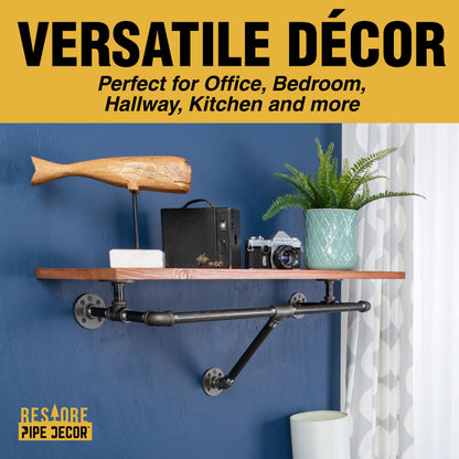 PIPE DECOR 36 in. wall mounted clothing rack with Sunset Cedar wood shelf, view 9