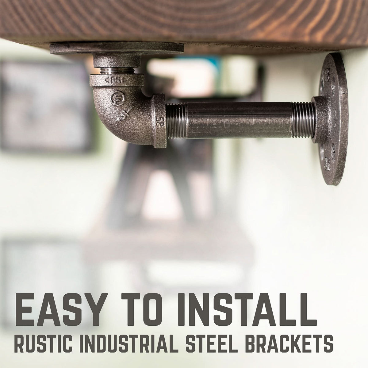 RESTORE Trail Brown 24 in. Shelves with L-Shaped Brackets by PIPE DECOR