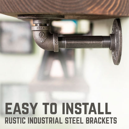 RESTORE Trail Brown 24 in. Shelves with L-Shaped Brackets by PIPE DECOR