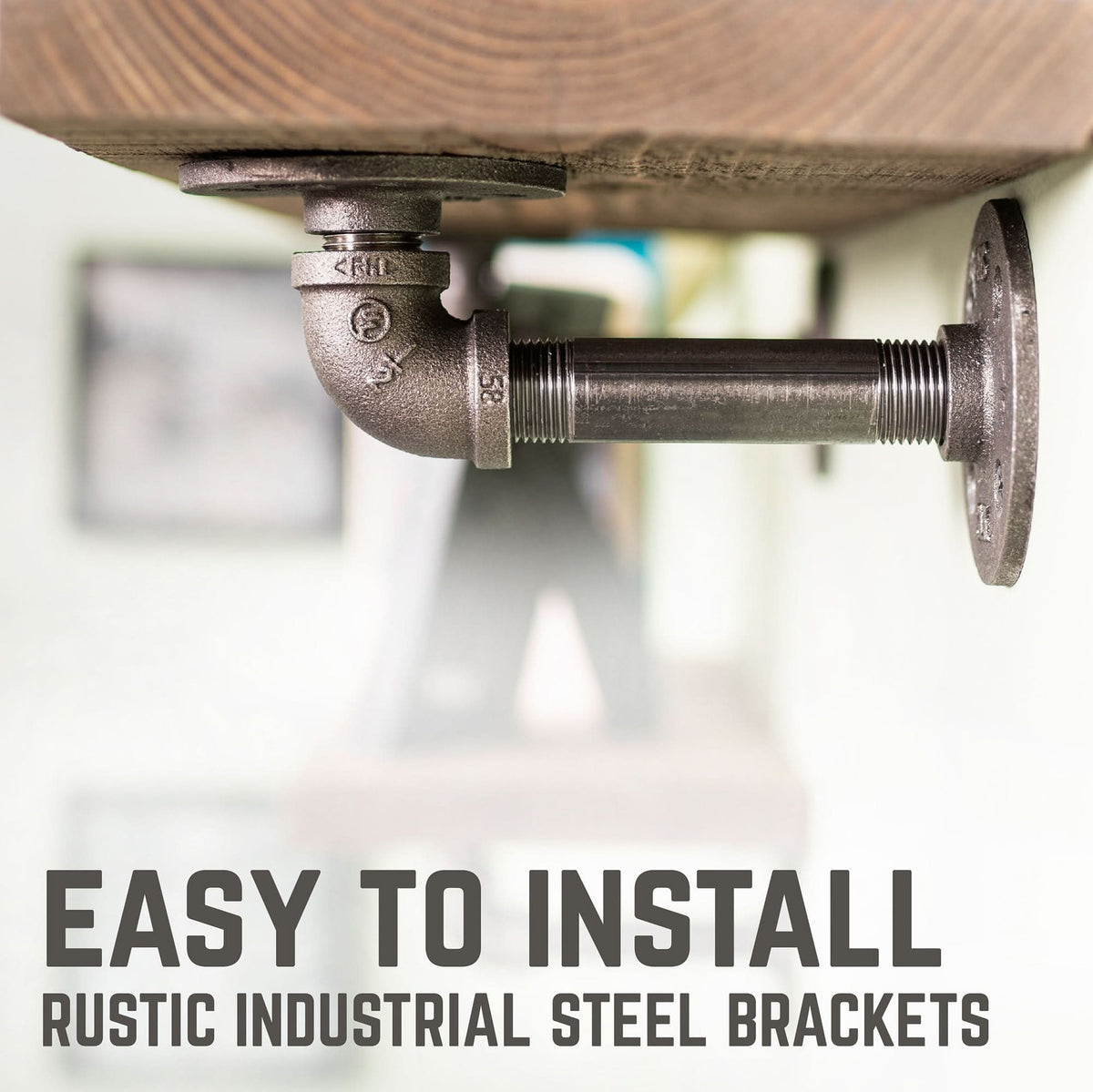 RESTORE Sunset Brown 24 in. Shelves with L-Shaped Brackets by PIPE DECOR