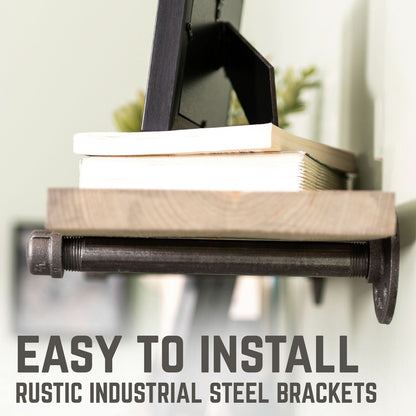 RESTORE Driftwood Tan 24 in. Shelves with Straight Brackets by PIPE DECOR