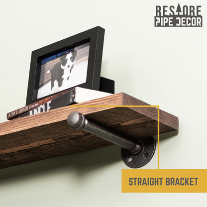 RESTORE Sunset Brown 24 in. Shelves with Straight Brackets by PIPE DECOR