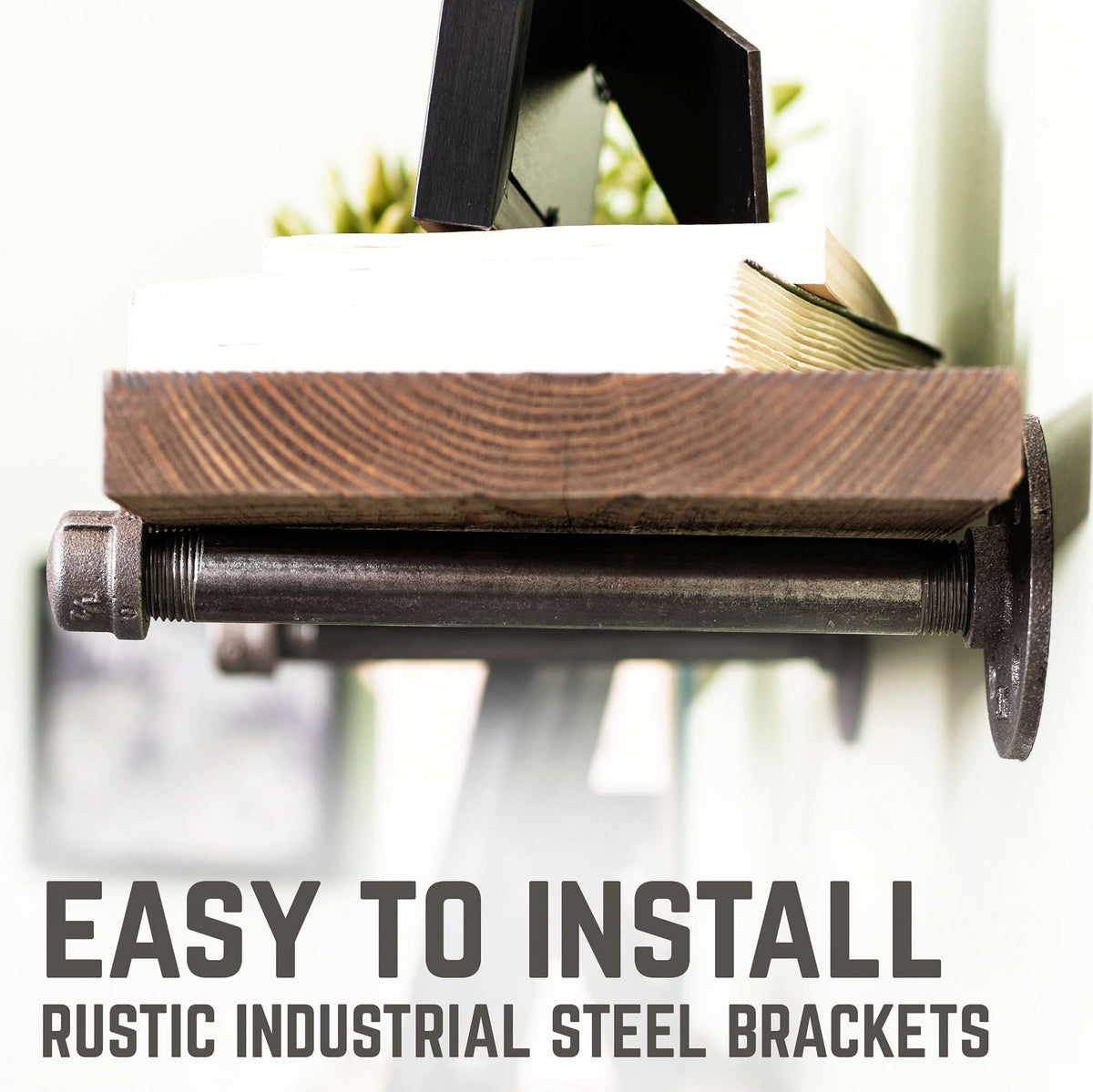 RESTORE Sunset Brown 24 in. Shelves with Straight Brackets by PIPE DECOR