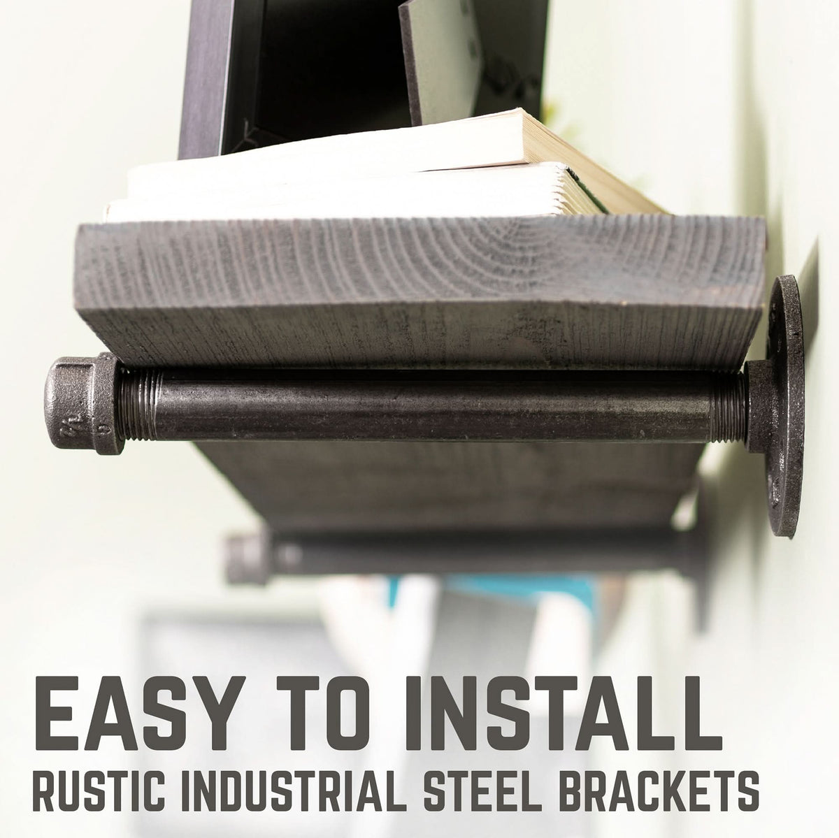 RESTORE Riverstone Grey 24 in. Shelves with Straight Brackets by PIPE DECOR