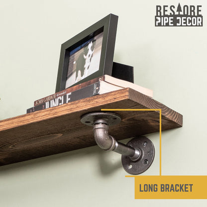 RESTORE Sunset Brown 36 in. Shelves with L-Shaped Brackets by PIPE DECOR