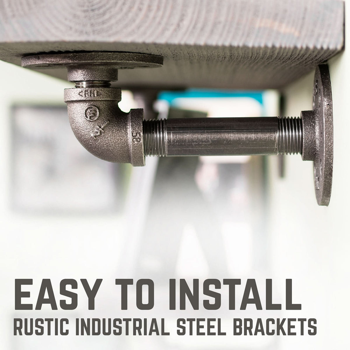 RESTORE Riverstone Grey 36 in. Shelves with L-Shaped Brackets by PIPE DECOR