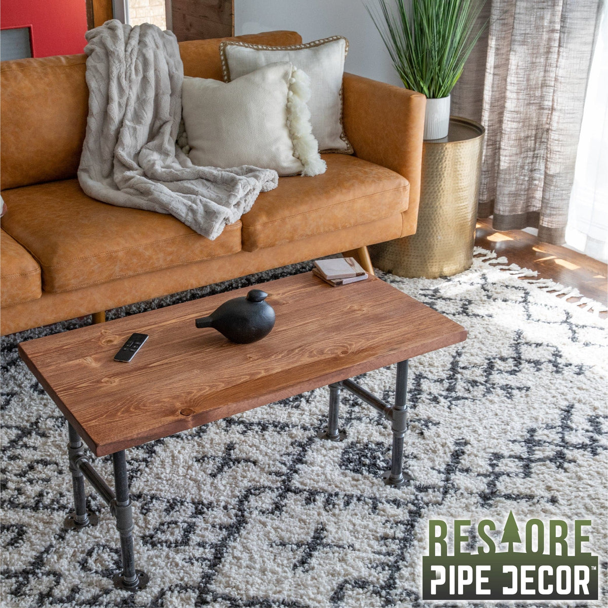 RESTORE Sunset Cedar Solid Wood Coffee Table by PIPE DECOR