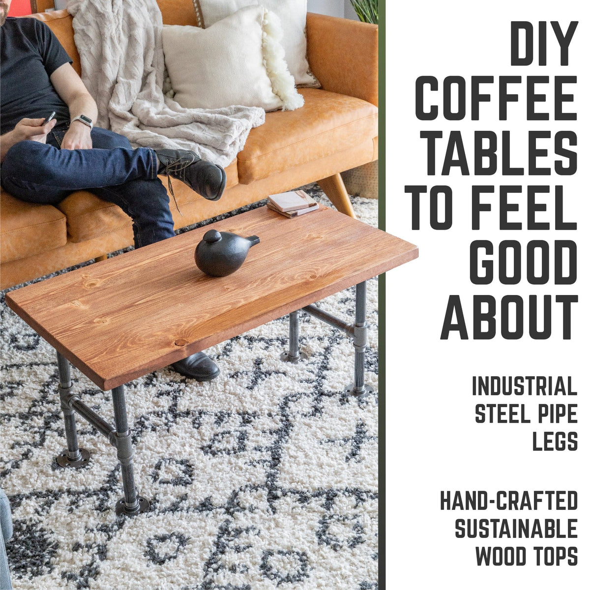 RESTORE Sunset Cedar Solid Wood Coffee Table by PIPE DECOR