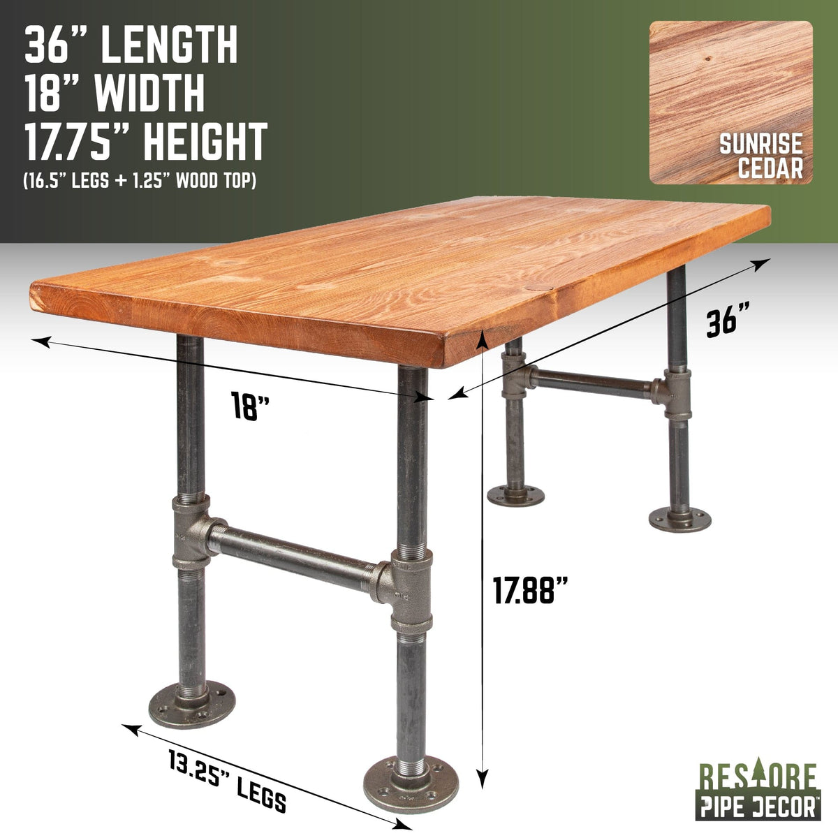 RESTORE Sunset Cedar Solid Wood Coffee Table by PIPE DECOR