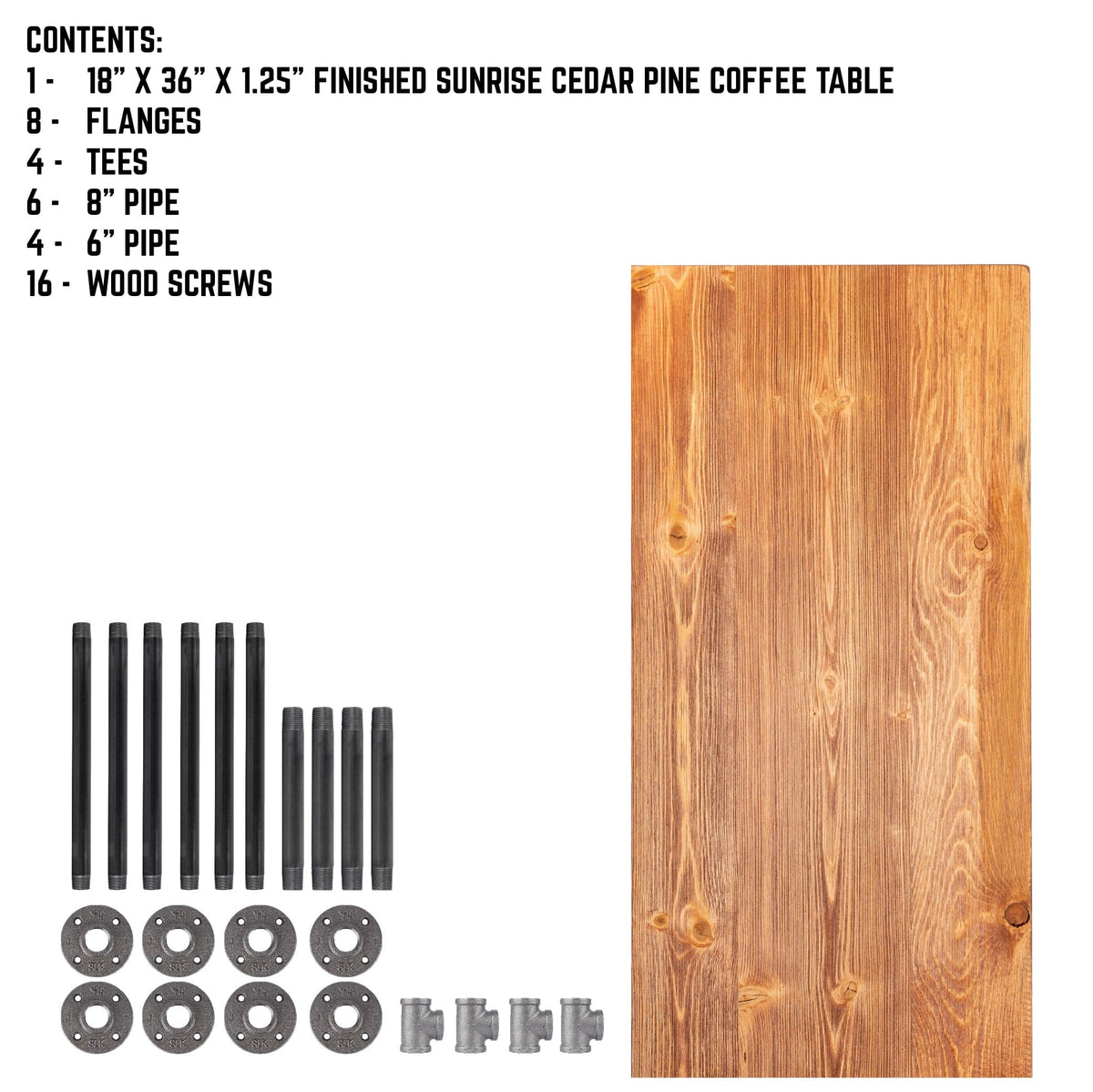 RESTORE Sunset Cedar Solid Wood Coffee Table by PIPE DECOR