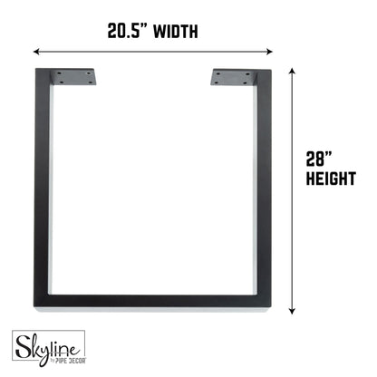 PIPE DECOR 28 in. Skyline Landscape matte black square metal table legs, view 3