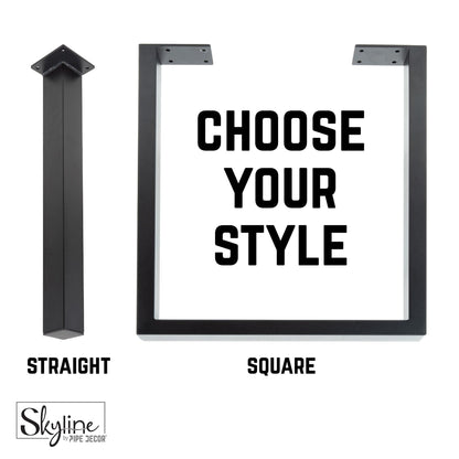 PIPE DECOR 28 in. Skyline Landscape matte black square metal table legs, view 4