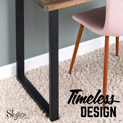 PIPE DECOR 28 in. Skyline Landscape matte black square metal table legs, view 5