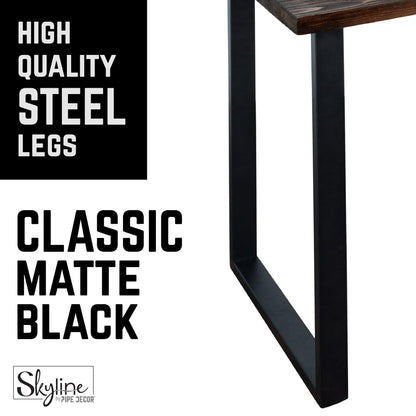 PIPE DECOR 28 in. Skyline Landscape matte black square metal table legs, view 6
