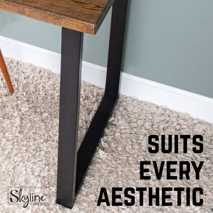 PIPE DECOR 28 in. Skyline Landscape matte black square metal table legs, view 7
