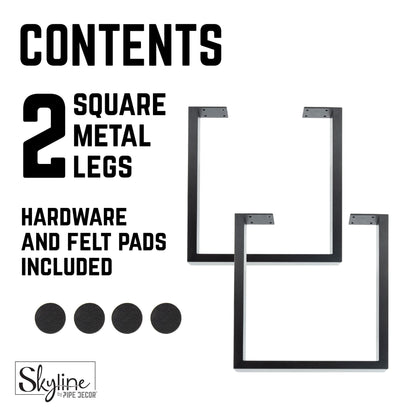 PIPE DECOR 28 in. Skyline Landscape matte black square metal table legs, view 10