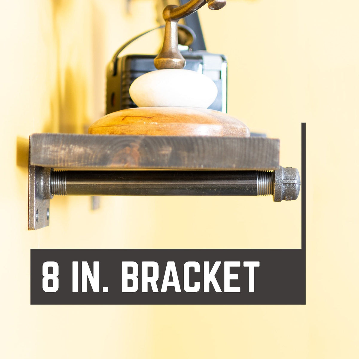 Infographic 2 for the PIPE DECOR 1/2 in. x 8 in. square flange black pipe shelf bracket kit, 4-pack