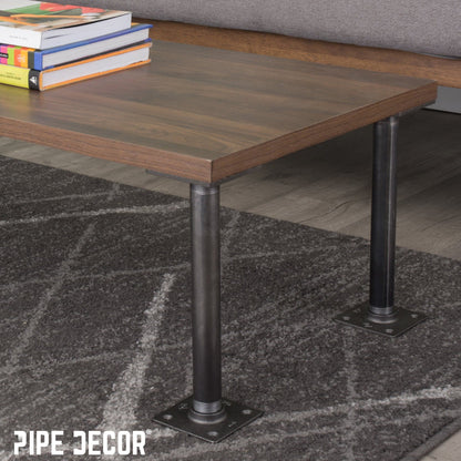 PIPE DECOR 1 in. x 12 in. square flange pipe table legs, 4-pack, view 2