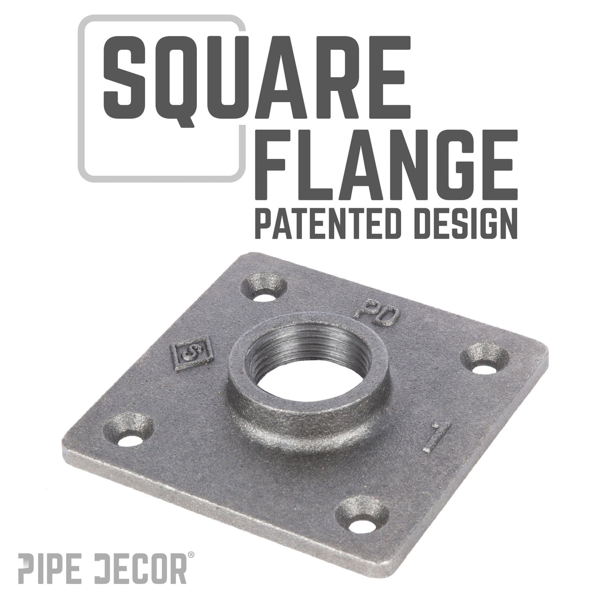 PIPE DECOR 1 in. x 12 in. square flange pipe table legs, 4-pack, view 4